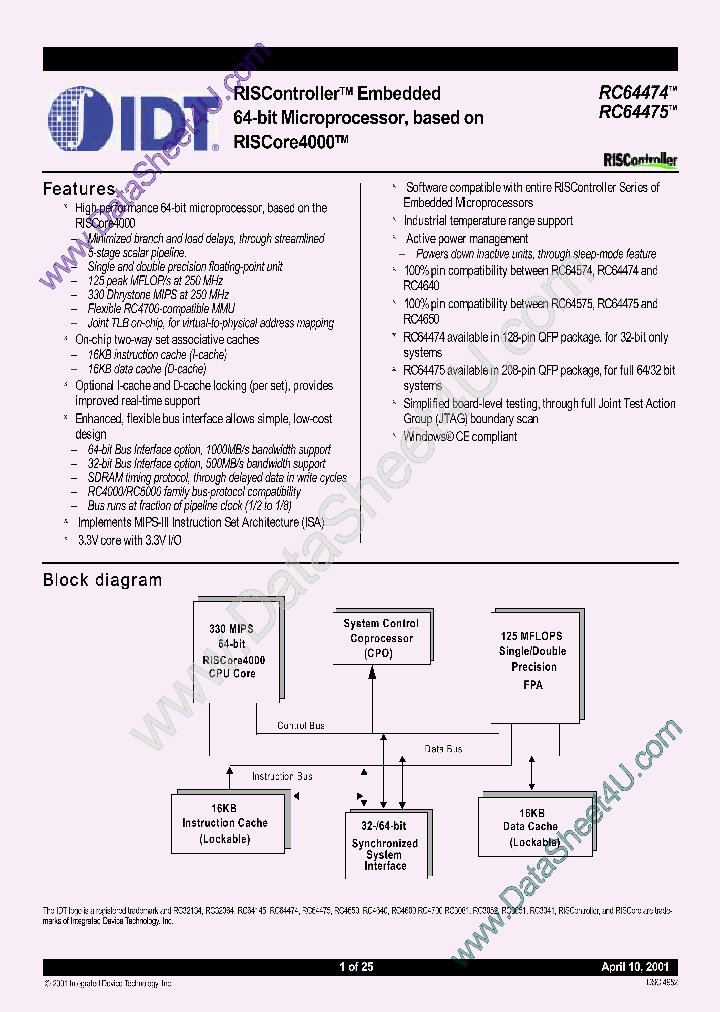IDT79RC64474_7784917.PDF Datasheet