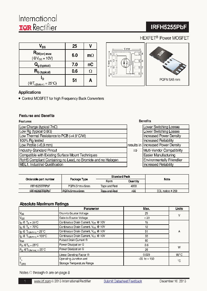 IRFH5255PBF_7783235.PDF Datasheet