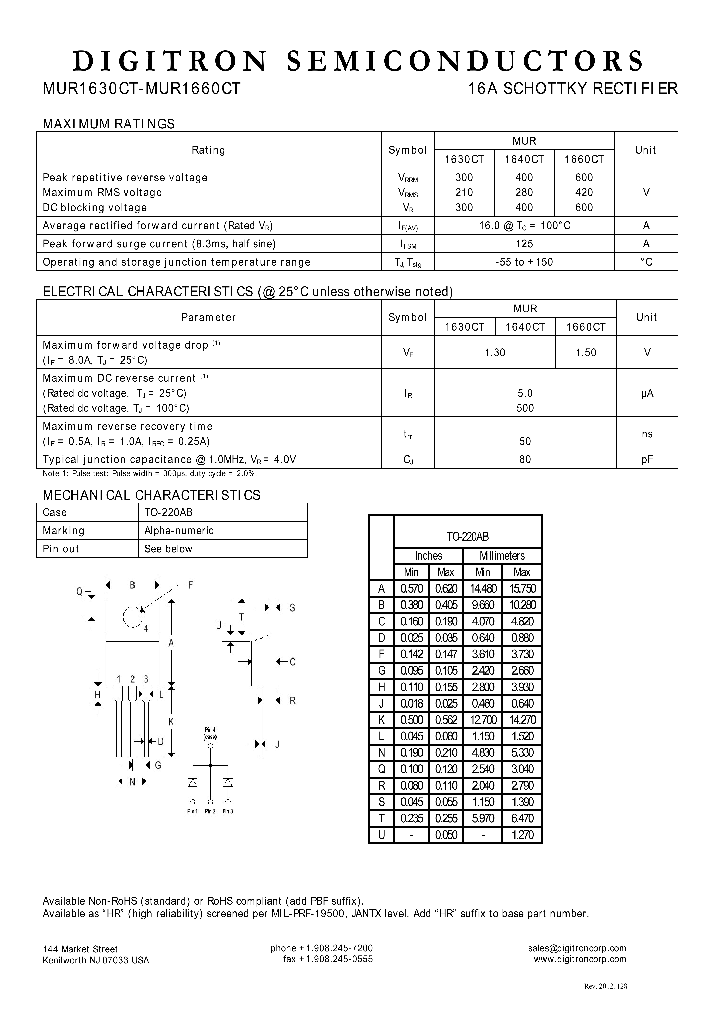 MUR1630CT_7926427.PDF Datasheet