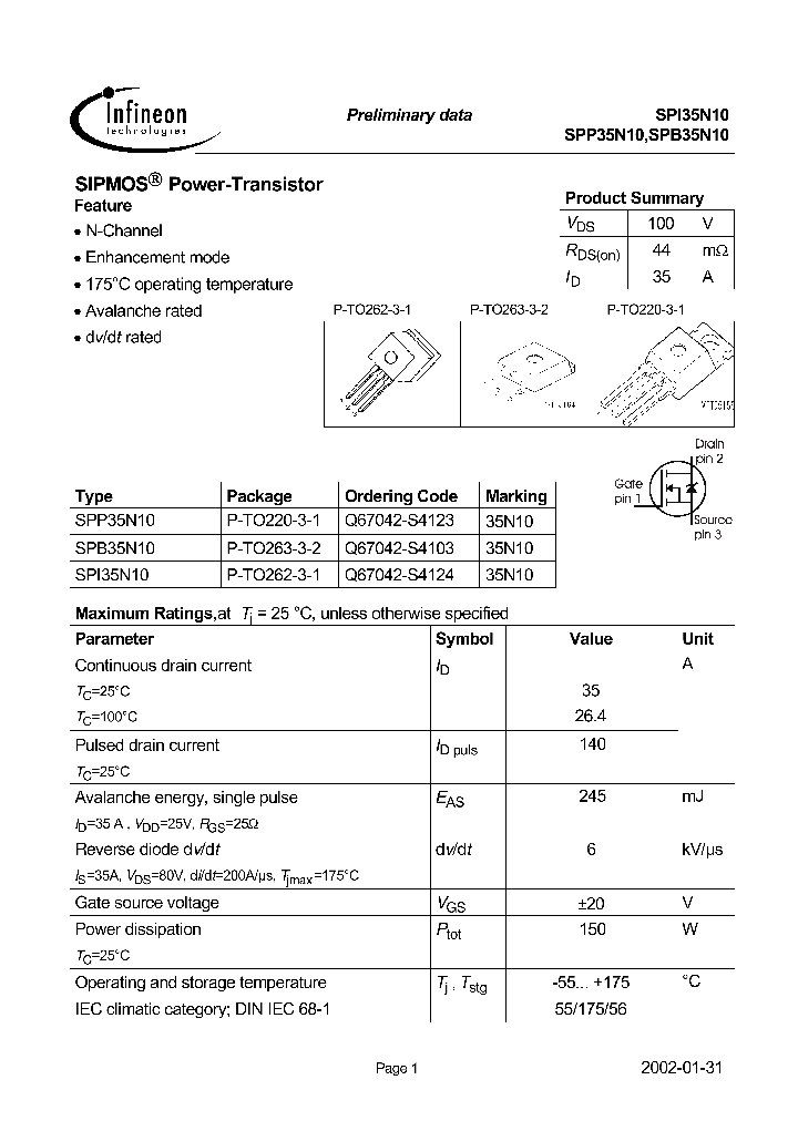 SPP30N10_7927230.PDF Datasheet