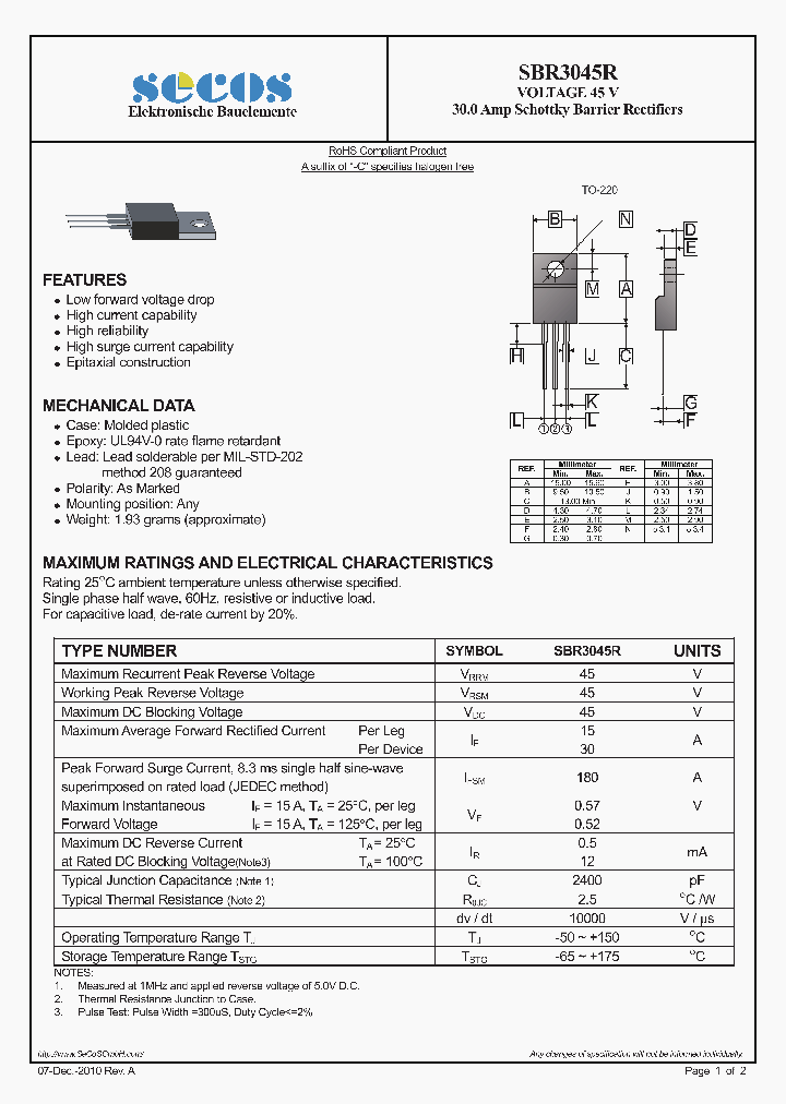 SBR3045R_7927218.PDF Datasheet