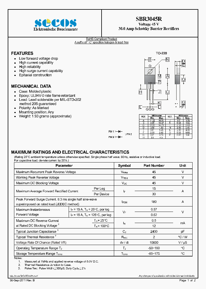 SBR3045R11_7927223.PDF Datasheet