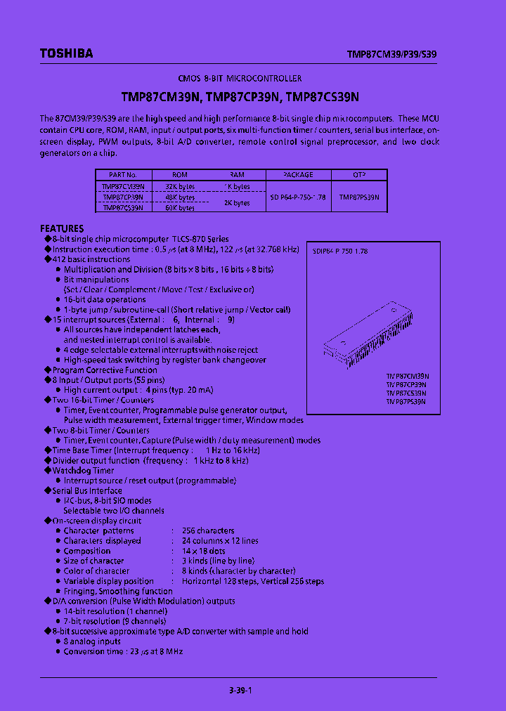 TMP87CP39N_7934475.PDF Datasheet