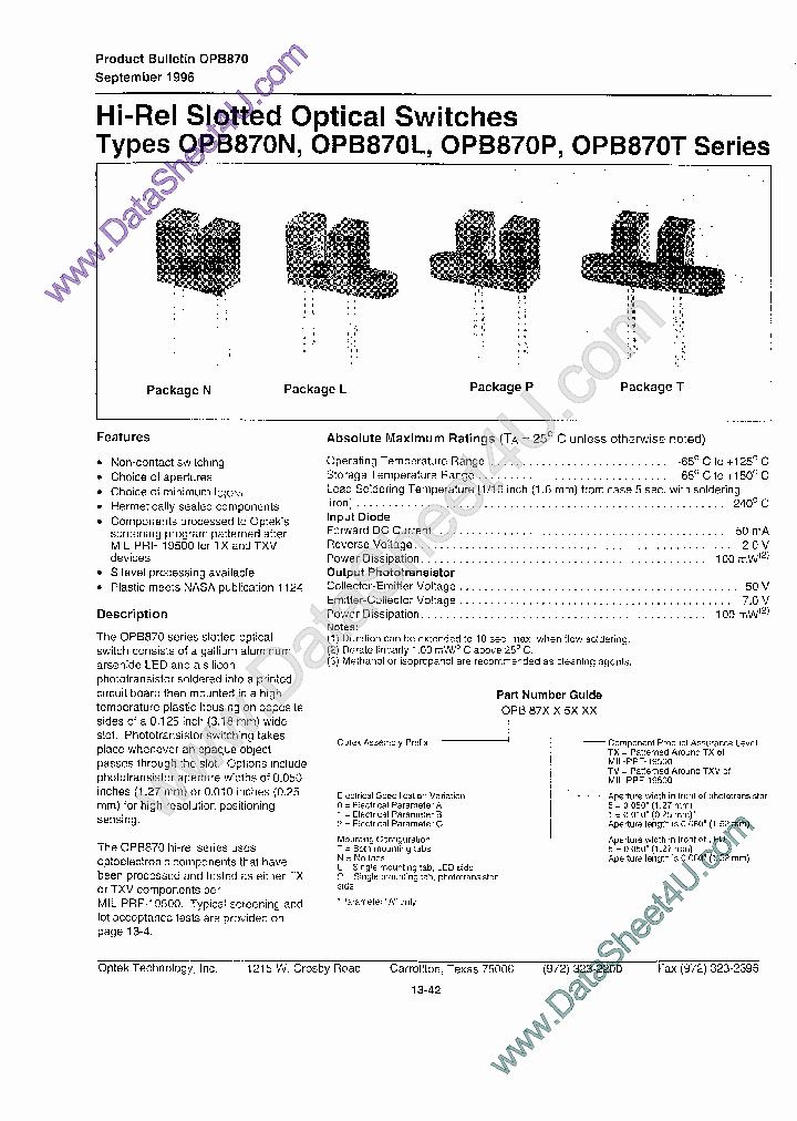 OPB870N_7789150.PDF Datasheet