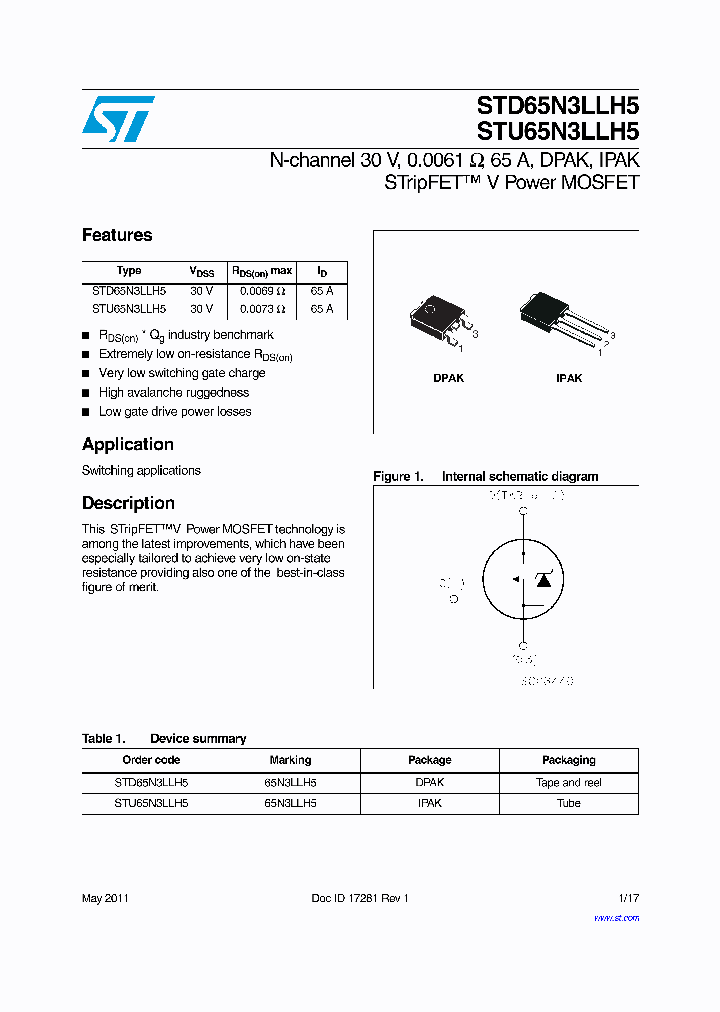 STD65N3LLH5_7943692.PDF Datasheet