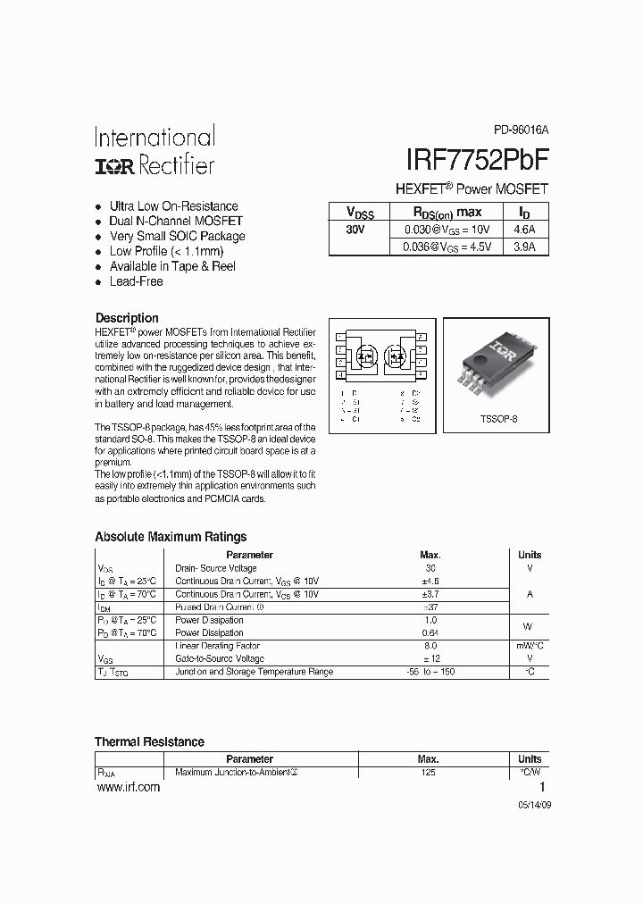 IRF7752PBF_7945343.PDF Datasheet