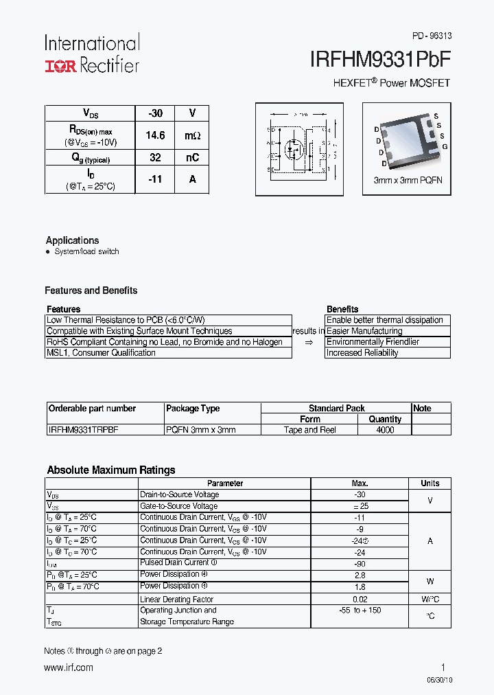 IRFHM9331TRPBF_7956327.PDF Datasheet