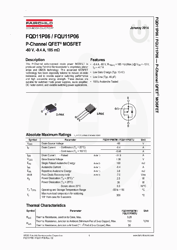 FQU11P06_7966327.PDF Datasheet