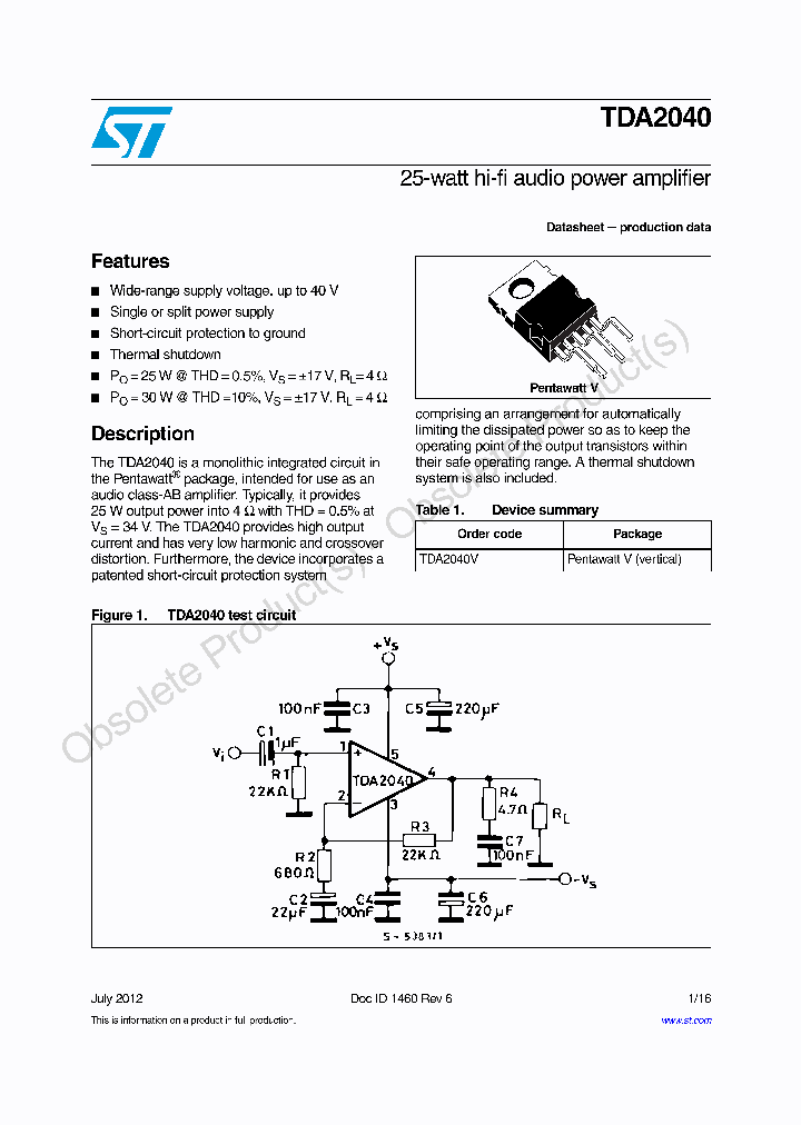 TDA2040_7968488.PDF Datasheet