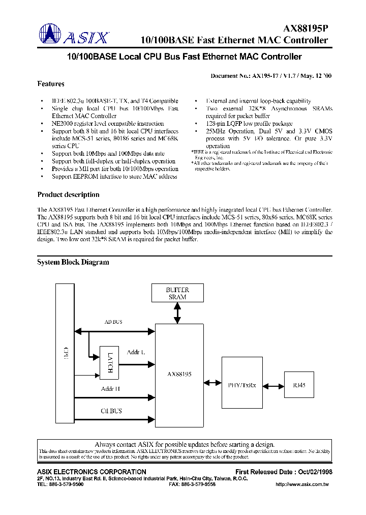 AX88195P_8003781.PDF Datasheet