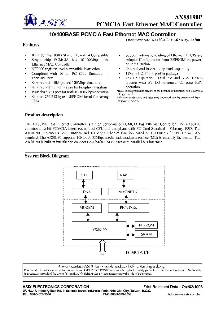 AX88190P_8003780.PDF Datasheet