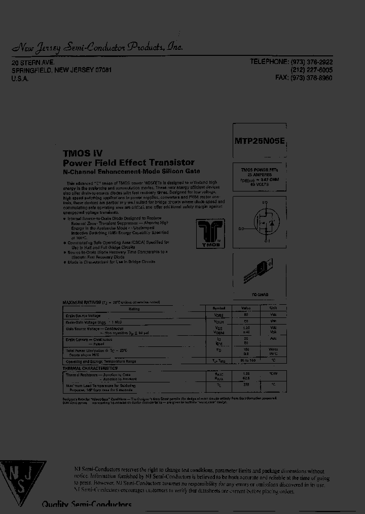 MTP25N05E_8004392.PDF Datasheet