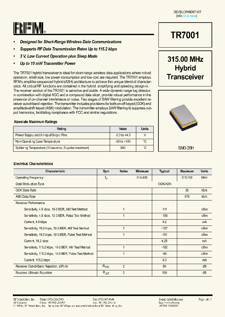TR7001_8010595.PDF Datasheet