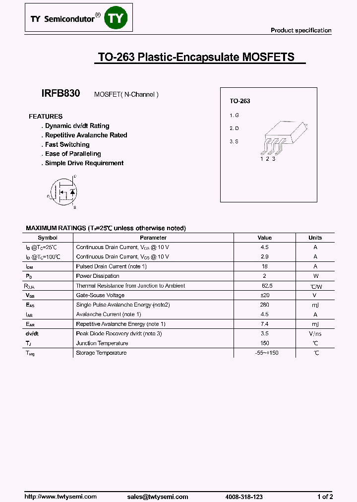 IRFB830_8011752.PDF Datasheet