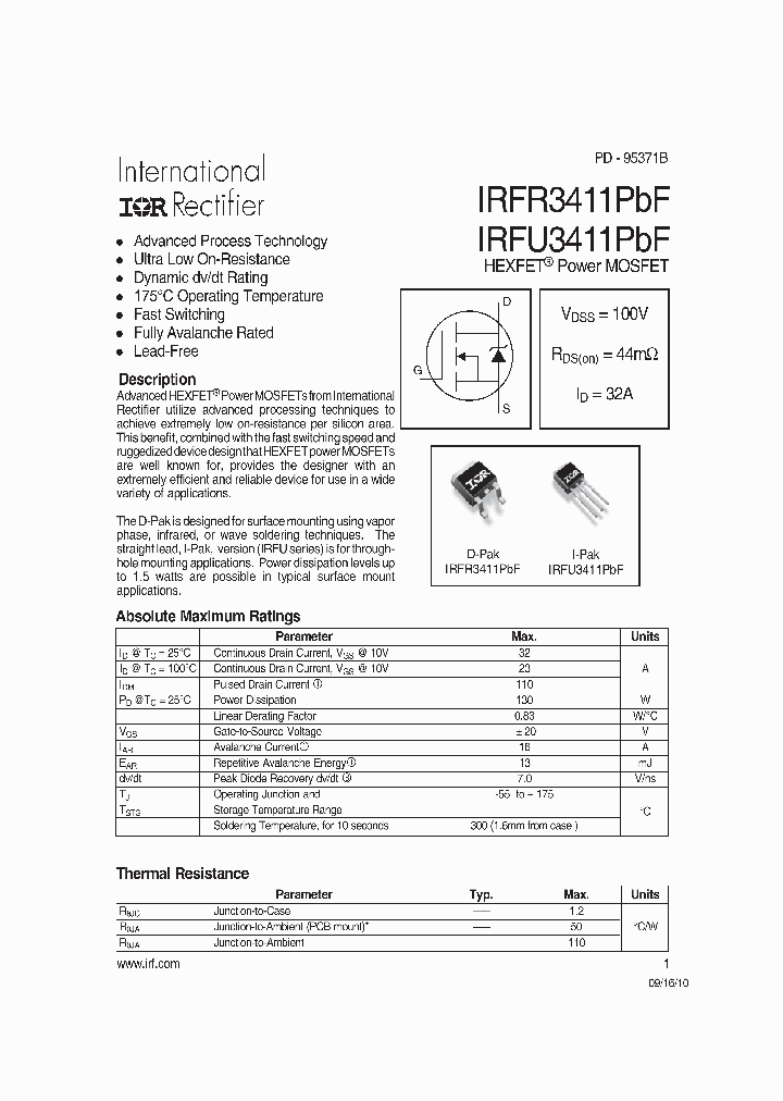 IRFR3411PBF_8022792.PDF Datasheet
