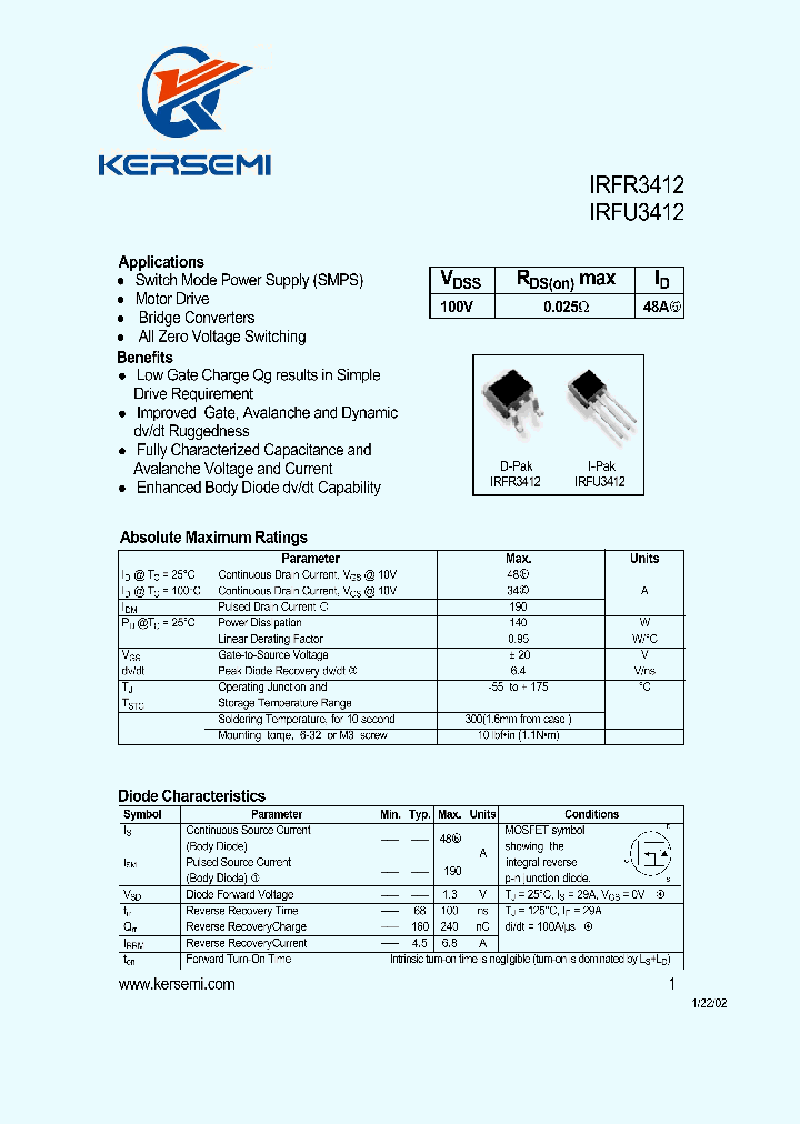 IRFR3412_8022794.PDF Datasheet