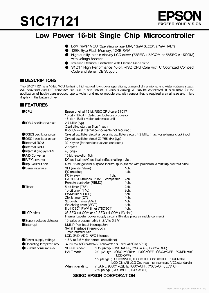 S1C17121_7807690.PDF Datasheet