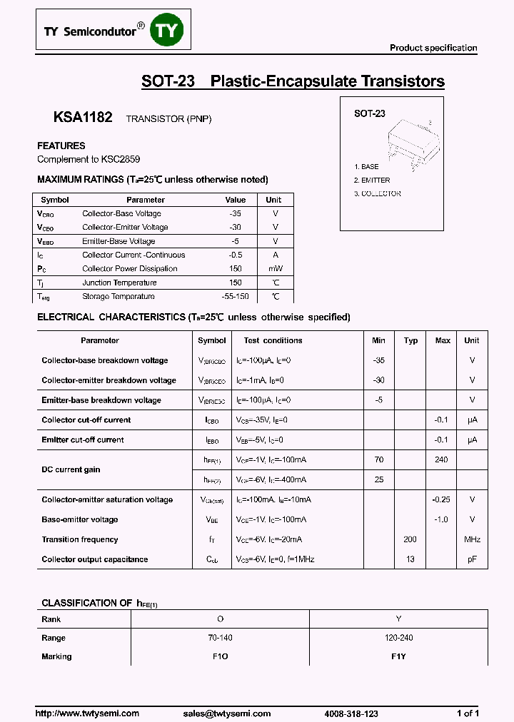 KSA1182_8031531.PDF Datasheet