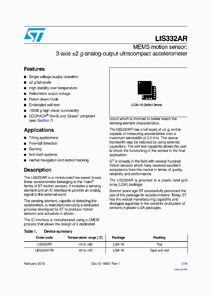 LIS332AR_8038518.PDF Datasheet