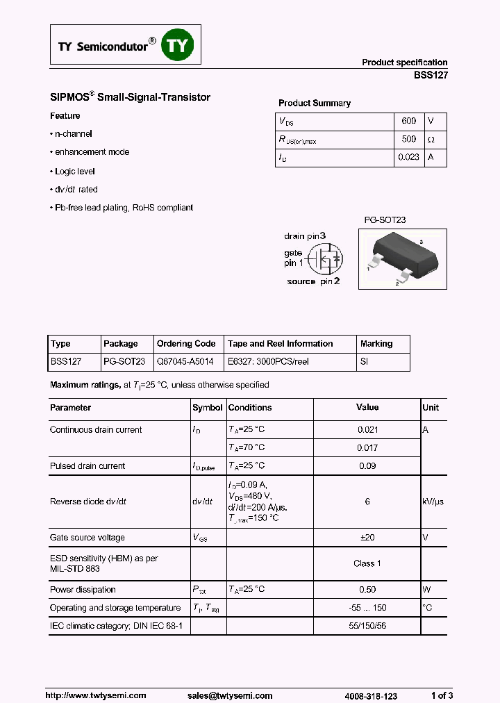 BSS127_8038795.PDF Datasheet