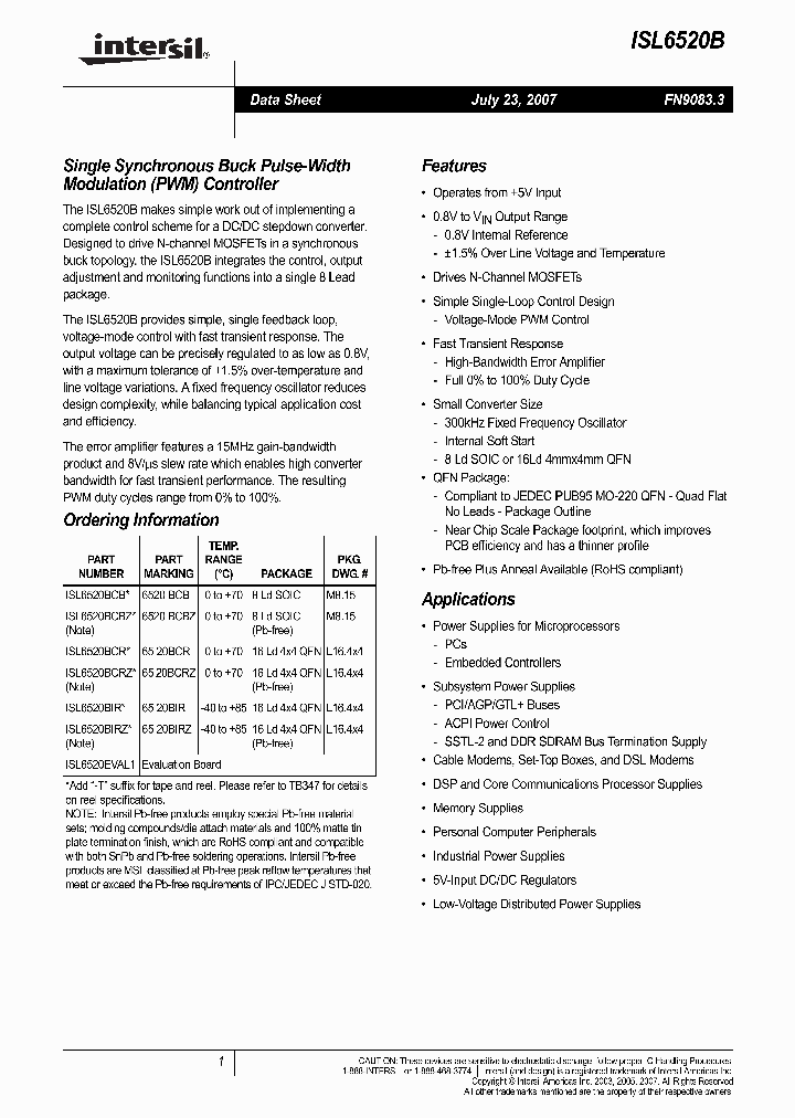 ISL6520BCBZ_8058175.PDF Datasheet