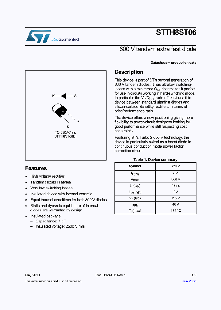 STTH8ST06_8064107.PDF Datasheet