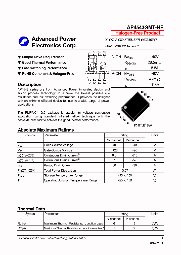 AP4543GMT-HF_8066702.PDF Datasheet