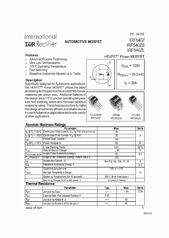 IRF540Z_8090696.PDF Datasheet