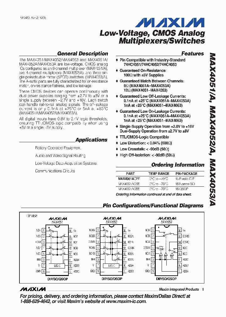 MAX4052AESE-T_8091337.PDF Datasheet