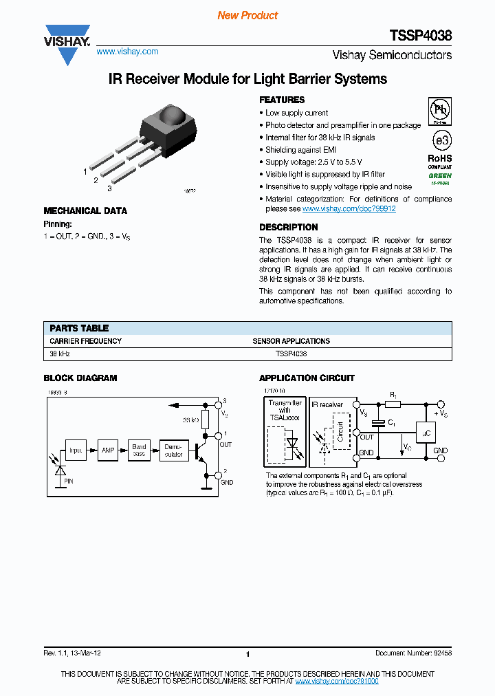 TSSP4038_8103109.PDF Datasheet