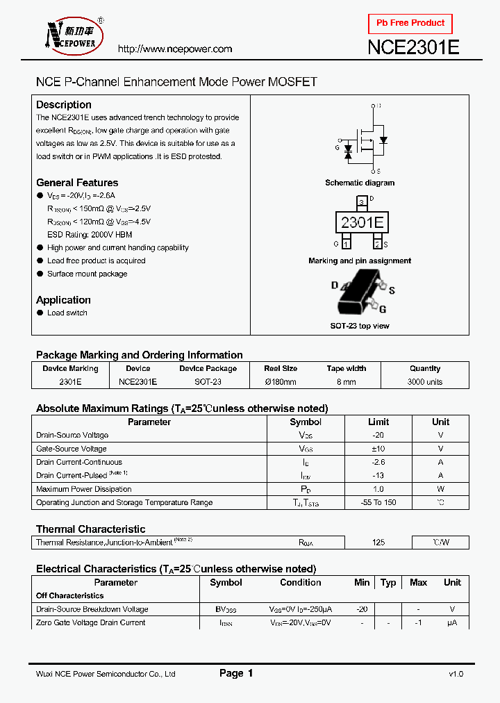 NCE2301E_8104259.PDF Datasheet
