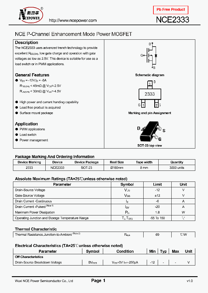 NCE2333_8104260.PDF Datasheet