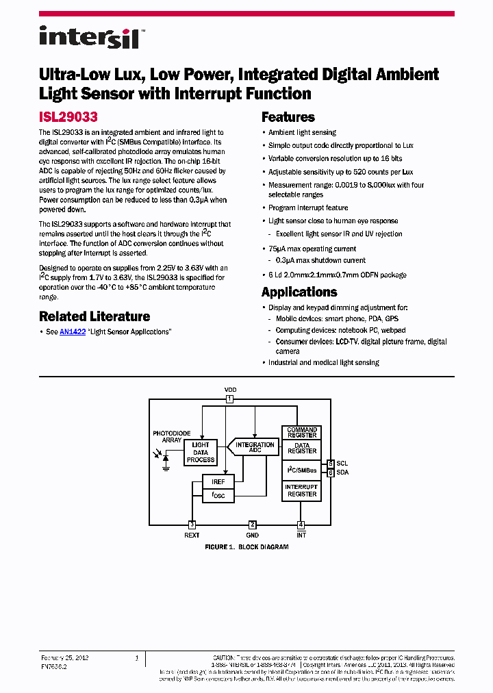 ISL29033_8107986.PDF Datasheet