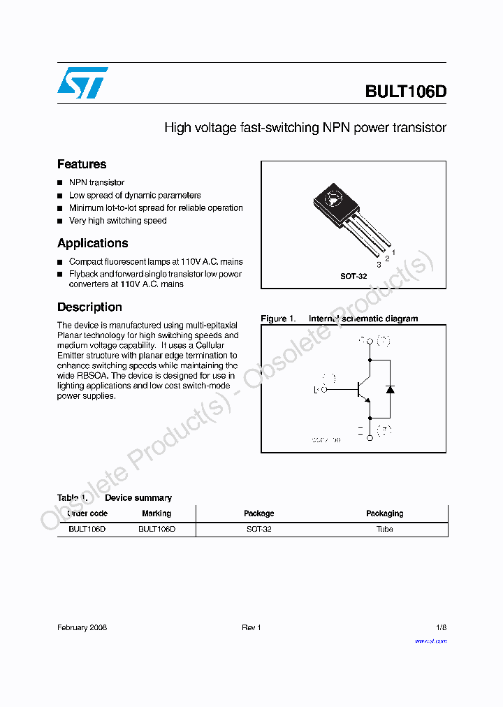 BULT106D_8110791.PDF Datasheet