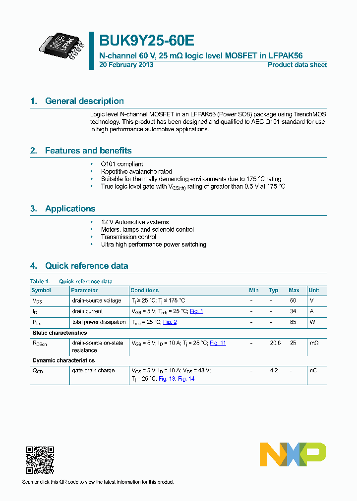 BUK9Y25-60E_8143959.PDF Datasheet