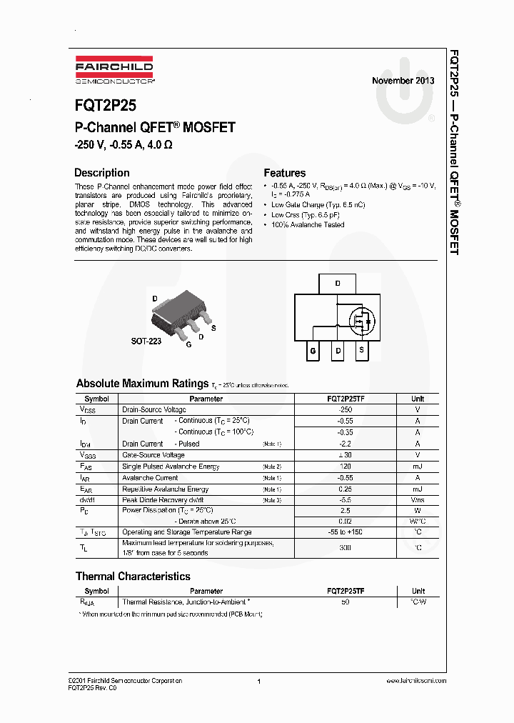 FQT2P25TF_8152414.PDF Datasheet