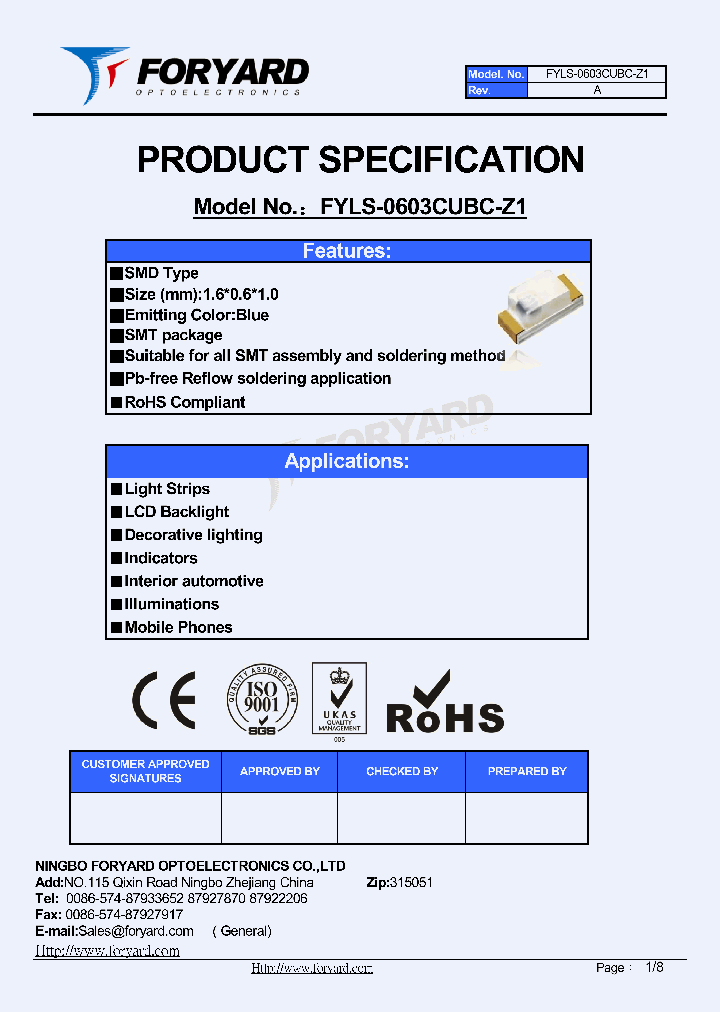 FYLS-0603CUBC-Z1_8152425.PDF Datasheet