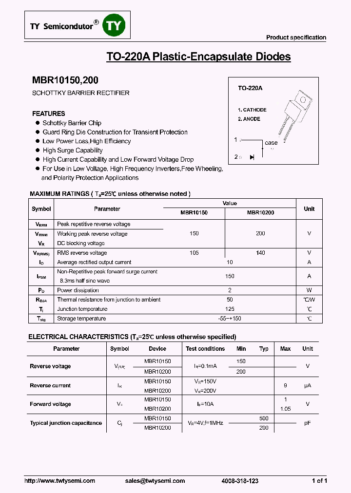MBR10150_8158986.PDF Datasheet