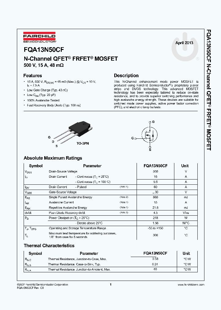 FQA13N50CF_8162952.PDF Datasheet