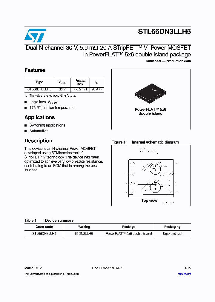 STL66DN3LLH5_8167630.PDF Datasheet