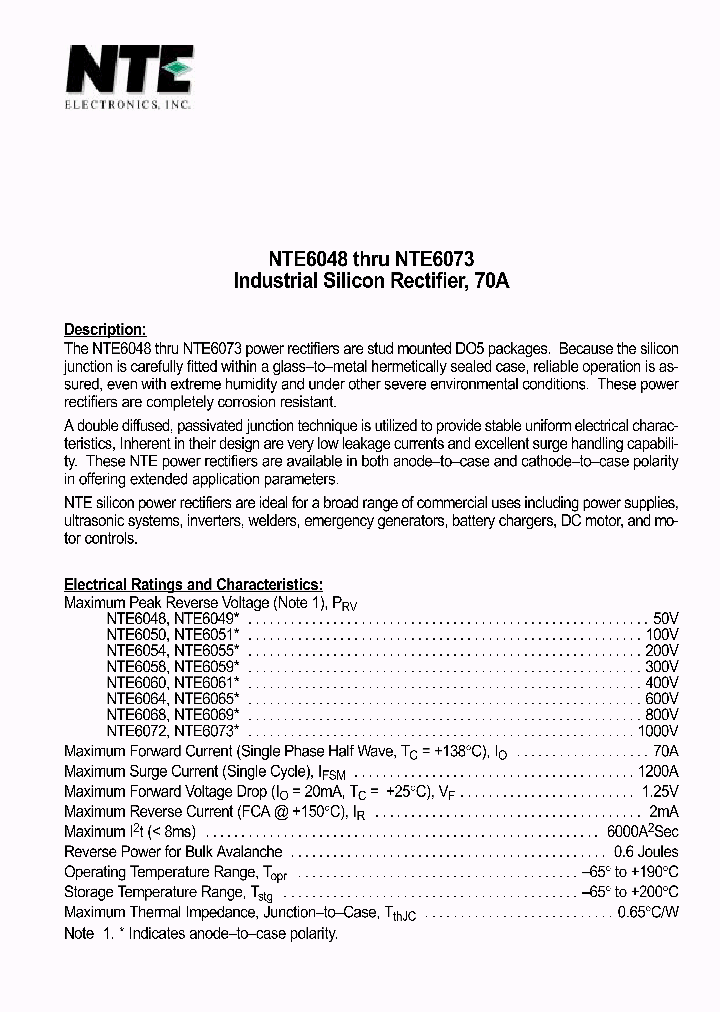 NTE6060_8167696.PDF Datasheet