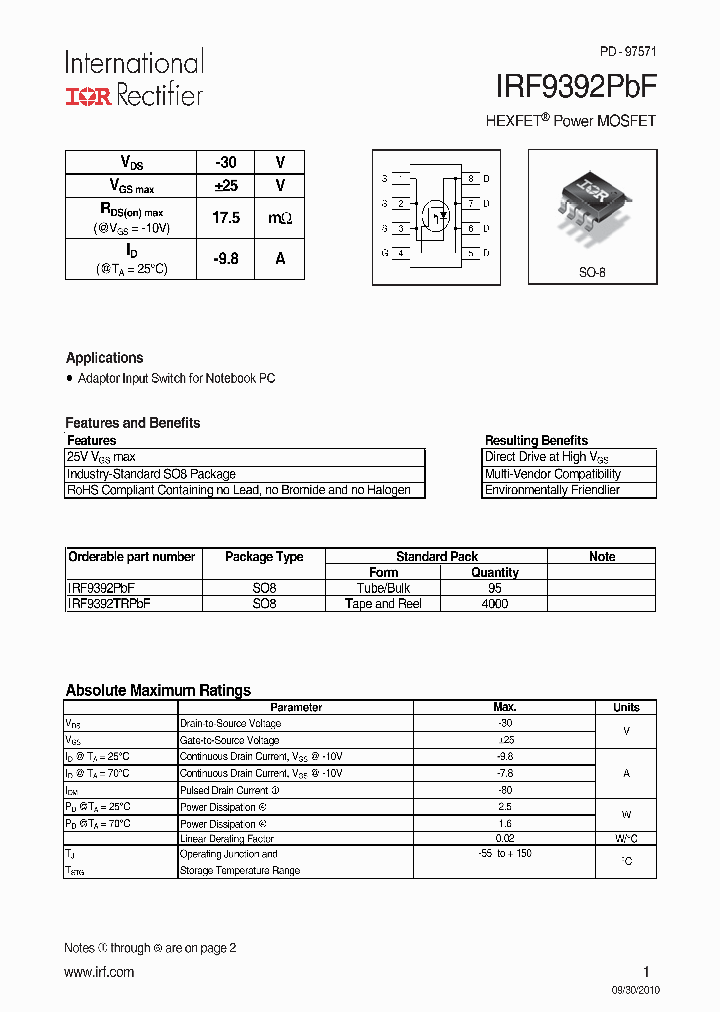 IRF9392PBF_8182392.PDF Datasheet