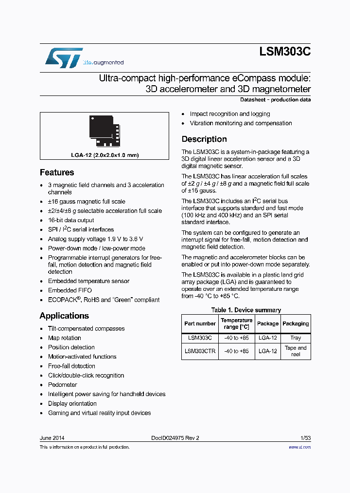 LSM303CTR_8184607.PDF Datasheet