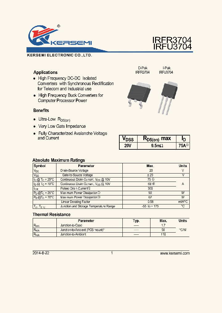 IRFR3704_8193116.PDF Datasheet