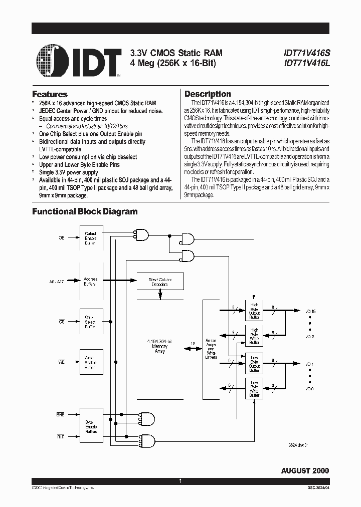 IDT71V416S15PHI_8196877.PDF Datasheet