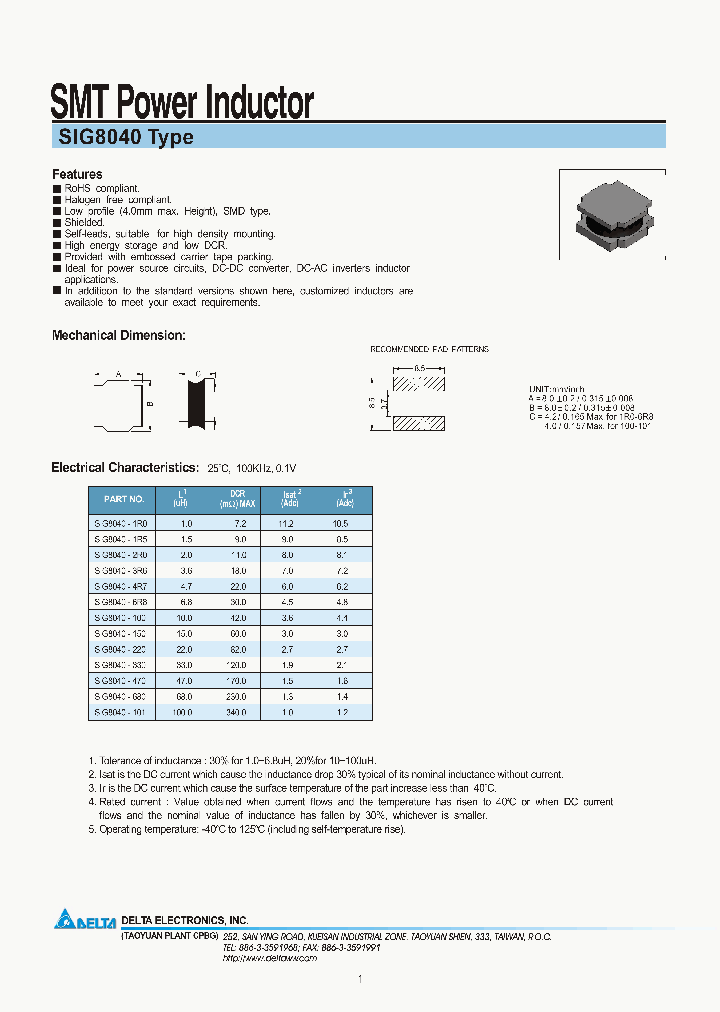 SIG8040-1R0_8198716.PDF Datasheet