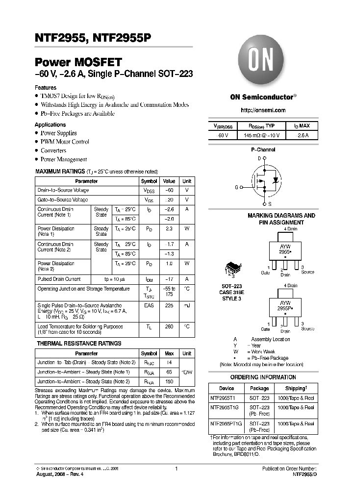 NTF2955P_8200160.PDF Datasheet