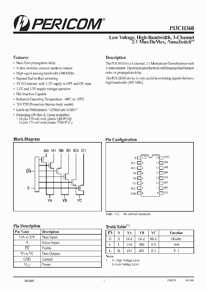 PI3CH360LE_8204294.PDF Datasheet