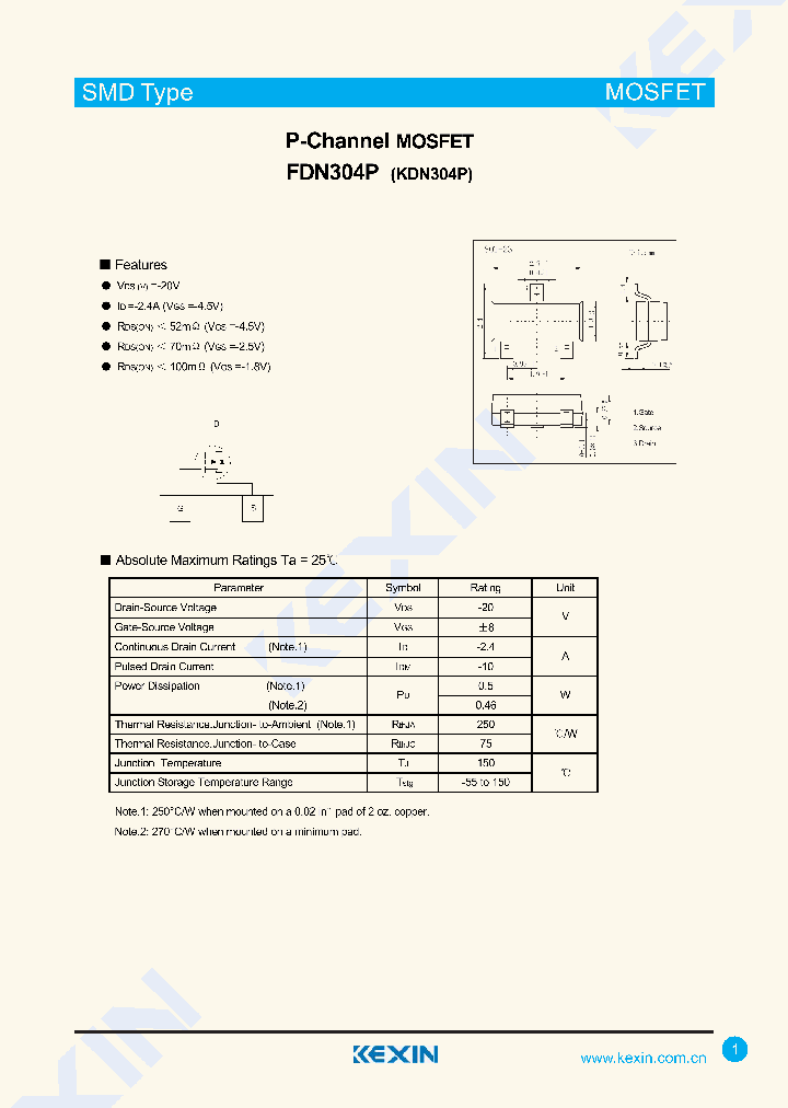 FDN304P_8209075.PDF Datasheet