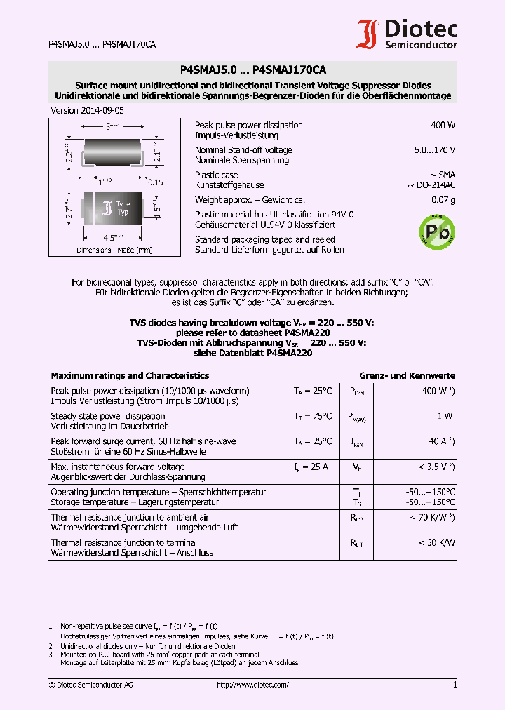 P4SMAJ12A_8212809.PDF Datasheet